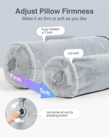 Inflatable Neck Roll Pillow for Sleeping, Travel Neck Pillow