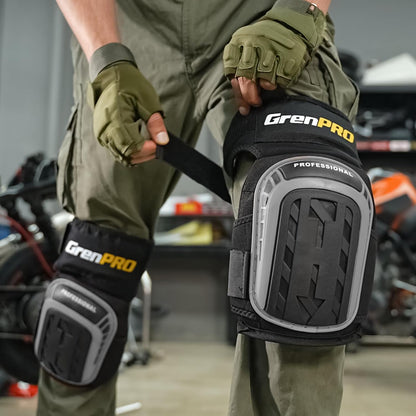 Heavy Duty Knee Pads, Gel Foam, Construction Work Gardening Gray