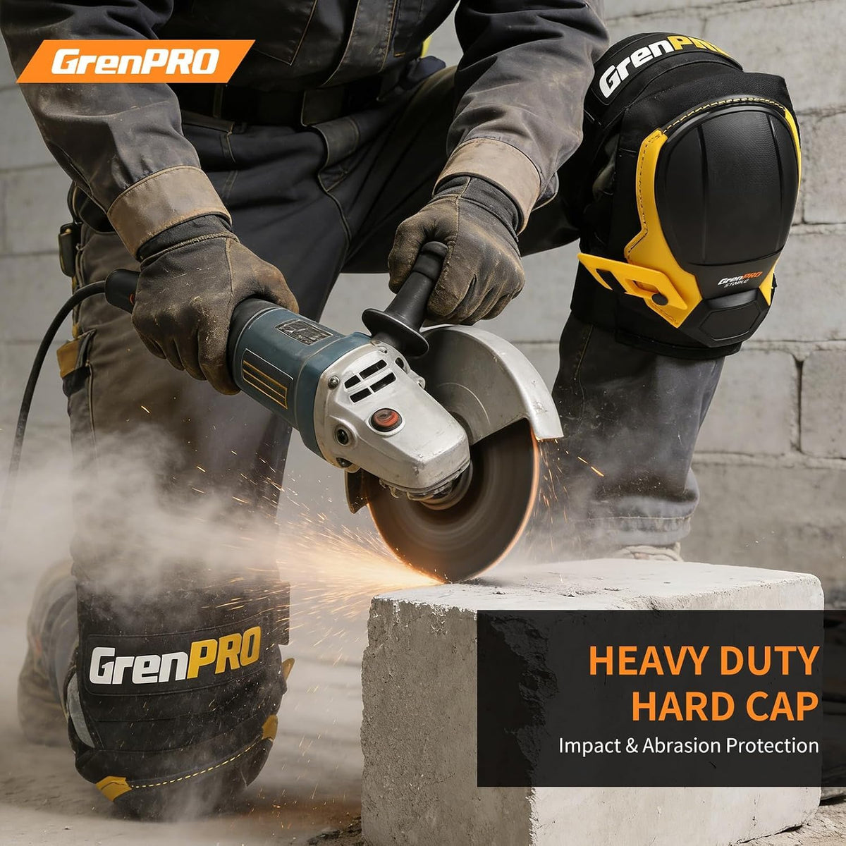 Heavy Duty Knee Pads, Gel Foam, Construction Work Gardening Gray