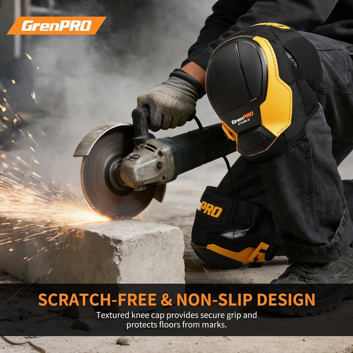 Heavy Duty Knee Pads, Gel Foam, Construction Work Gardening Gray