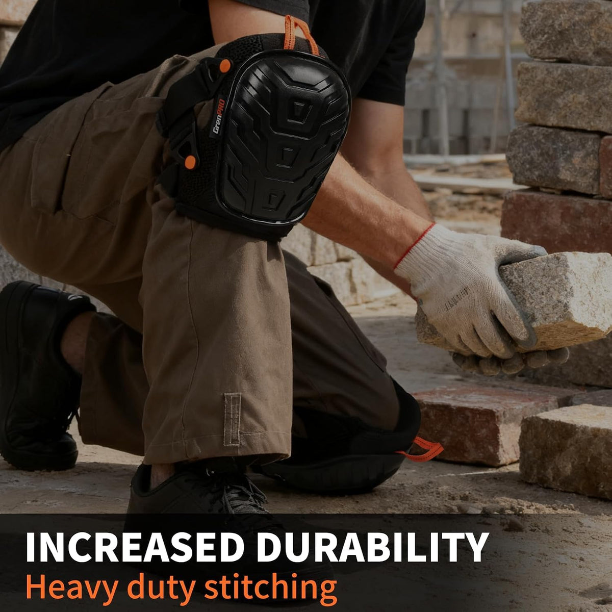 Heavy Duty Knee Pads, Gel Foam, Construction Work Gardening Gray