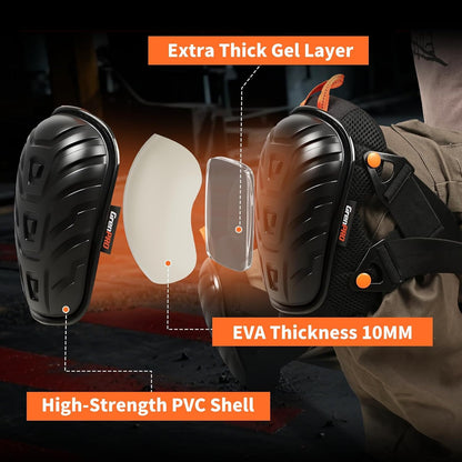 Heavy Duty Knee Pads, Gel Foam, Construction Work Gardening Gray