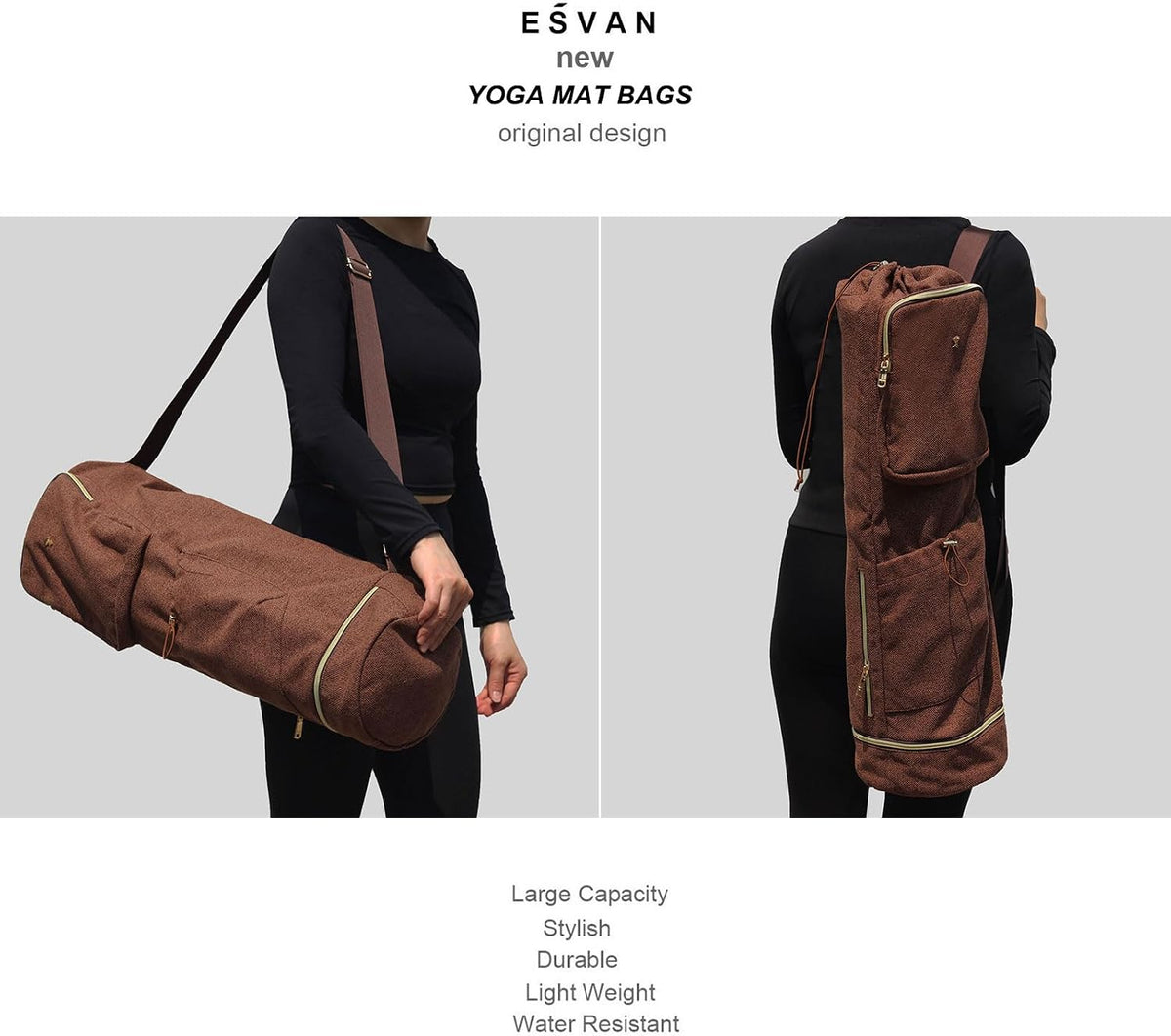 Yoga Mat Bag with Multi Pockets Drawstring Yoga Mat Carrier Pilates Exercise Multi-Functional Storage Bag