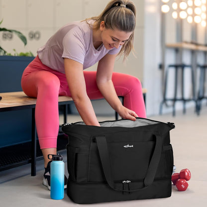 Gym Bag for Women, Personal Item Travel Bag with Shoes Compartment for Trip