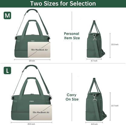 Gym Bag for Women, Personal Item Travel Bag with Shoes Compartment for Trip