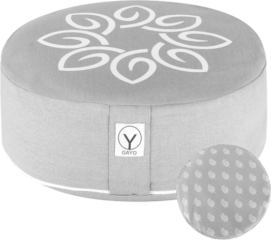 Meditation Cushion and Floor Pillow. Ideal for Meditation Pillow, Yoga, & Floor Sitting - Premium Buckwheat Supportive Round Cushion with Changeable Cover. Versatile & Stylish - 16" in