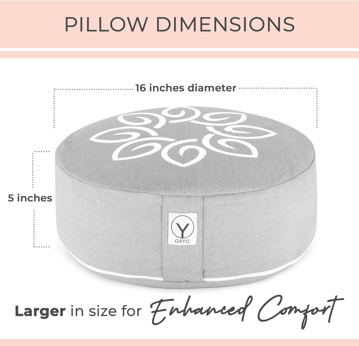 Meditation Cushion and Floor Pillow. Ideal for Meditation Pillow, Yoga, & Floor Sitting - Premium Buckwheat Supportive Round Cushion with Changeable Cover. Versatile & Stylish - 16" in