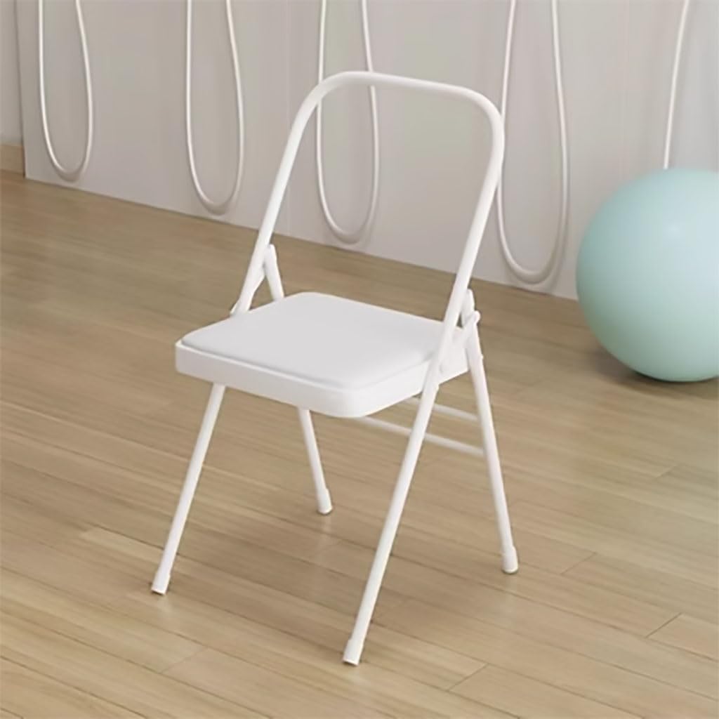 Yoga Auxiliary Chair,Backless Yoga Chair,Portable Folding Yoga Chair with Non-Slip Feet Covers,PU Leather,Double Beam Design,Iyengar Yoga Chair, Black