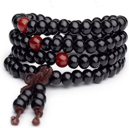 108 Mala Wooden Beads Bracelet Necklace Elastic Healing Wood Sandalwood Seed Buddhist Bracelet for Women Men Buddha Prayer Meditation Jewelry