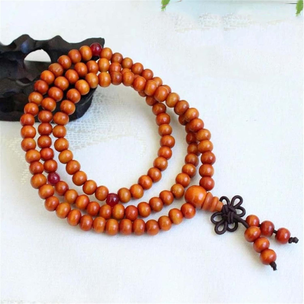 108 Mala Wooden Beads Bracelet Necklace Elastic Healing Wood Sandalwood Seed Buddhist Bracelet for Women Men Buddha Prayer Meditation Jewelry