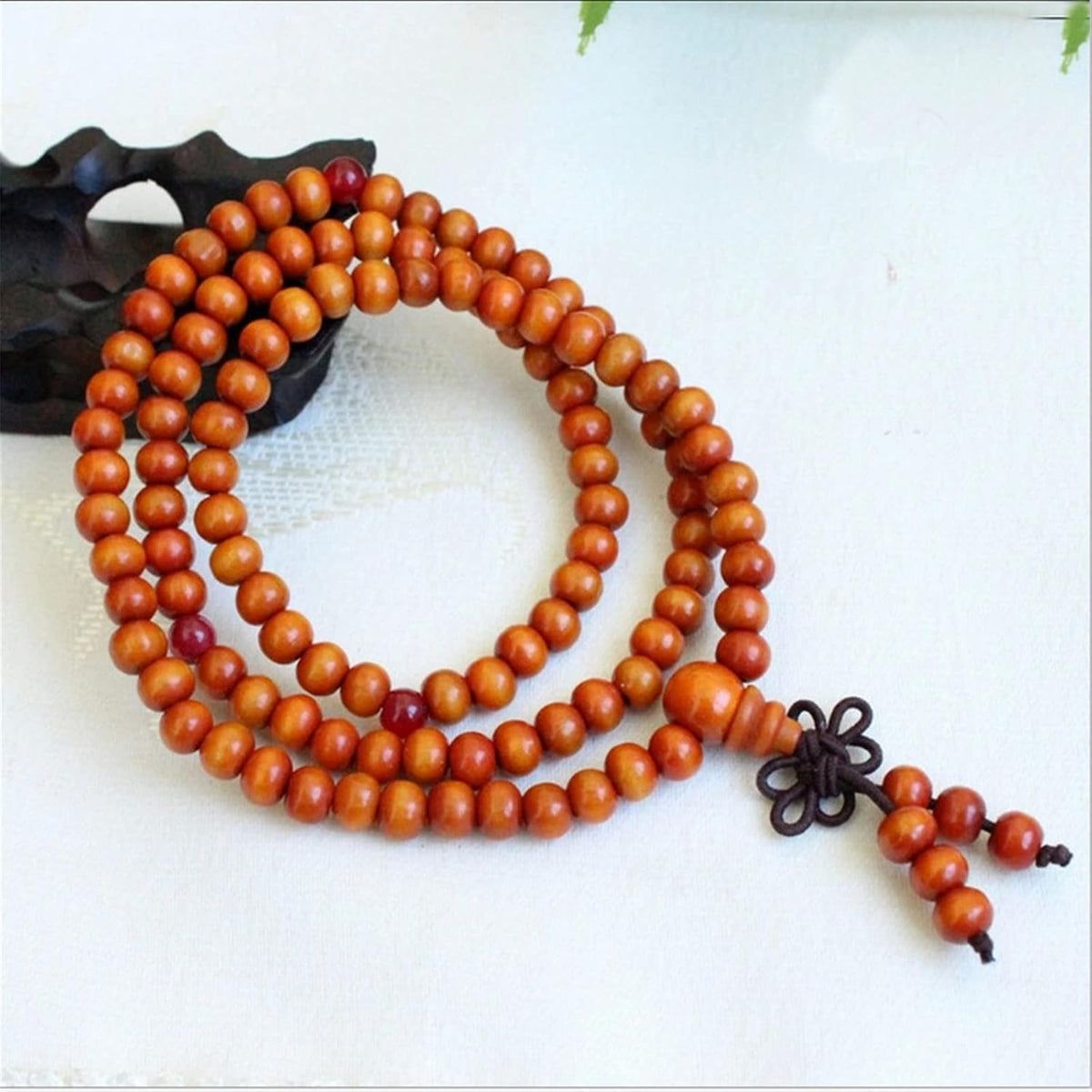 108 Mala Wooden Beads Bracelet Necklace Elastic Healing Wood Sandalwood Seed Buddhist Bracelet for Women Men Buddha Prayer Meditation Jewelry