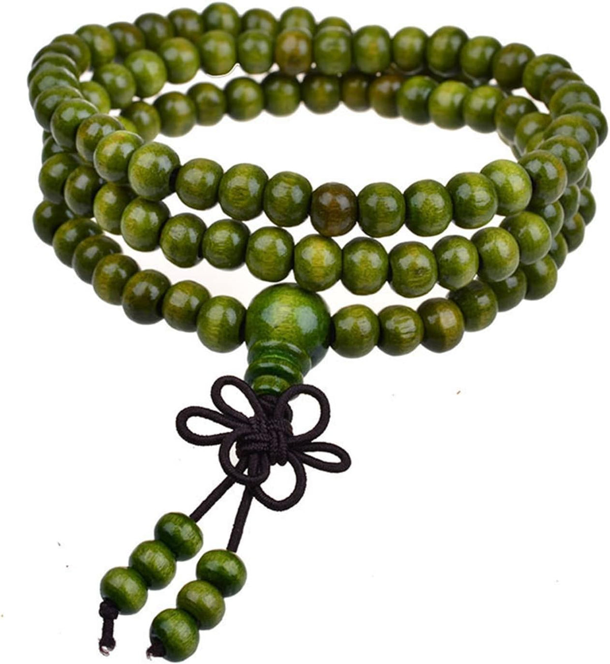 108 Mala Wooden Beads Bracelet Necklace Elastic Healing Wood Sandalwood Seed Buddhist Bracelet for Women Men Buddha Prayer Meditation Jewelry