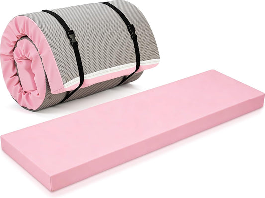 3 Inch Thick Yoga Mat, 72 x 24 Inch Cushioned Foam Floor Mat with Carry Strap, Non Slip PU Leather Workout Pad for Pilates, Stretching, Restorative Yoga and Home Gym
