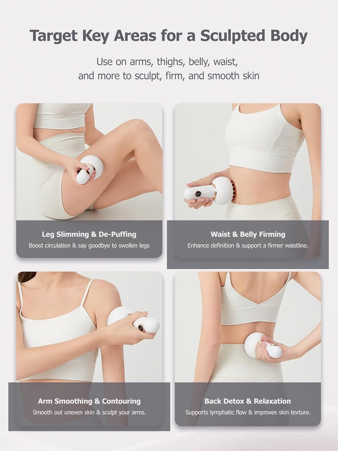 Lymphatic Drainage Massager & Anti Cellulite Massage Tool, Helps Reduce Stretch Marks & Cellulite, for Legs, Arms & Belly, Body Sculpting Machine with Light, Heat & Vibration