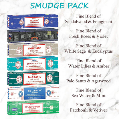 Satya Incense Gift Set Nag Champa, Super hit, Dragon's Blood, Sandalwood, Patchouli, Lavender, Positive Vibes, 15 g