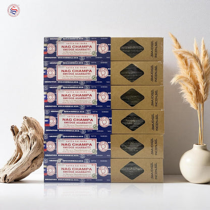 Satya Incense Gift Set Nag Champa, Super hit, Dragon's Blood, Sandalwood, Patchouli, Lavender, Positive Vibes, 15 g