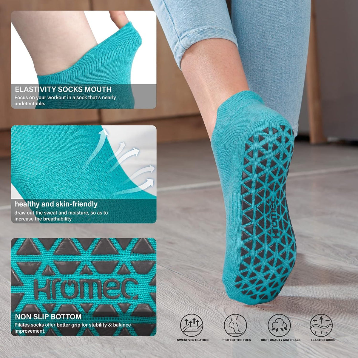 Pilates Socks Non Slip Grips for Yoga Barefoot Ballet Barre Hospital