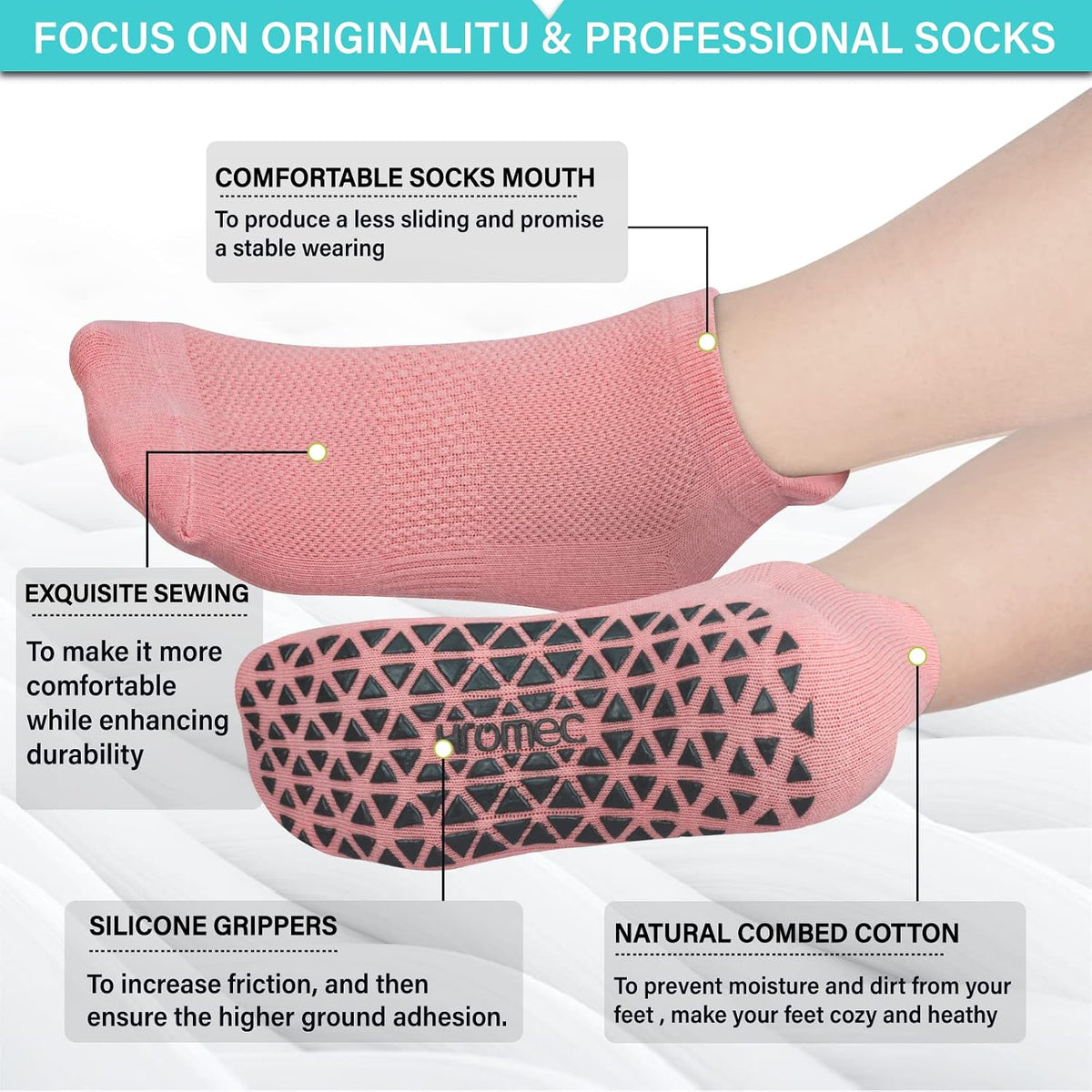 Pilates Socks Non Slip Grips for Yoga Barefoot Ballet Barre Hospital