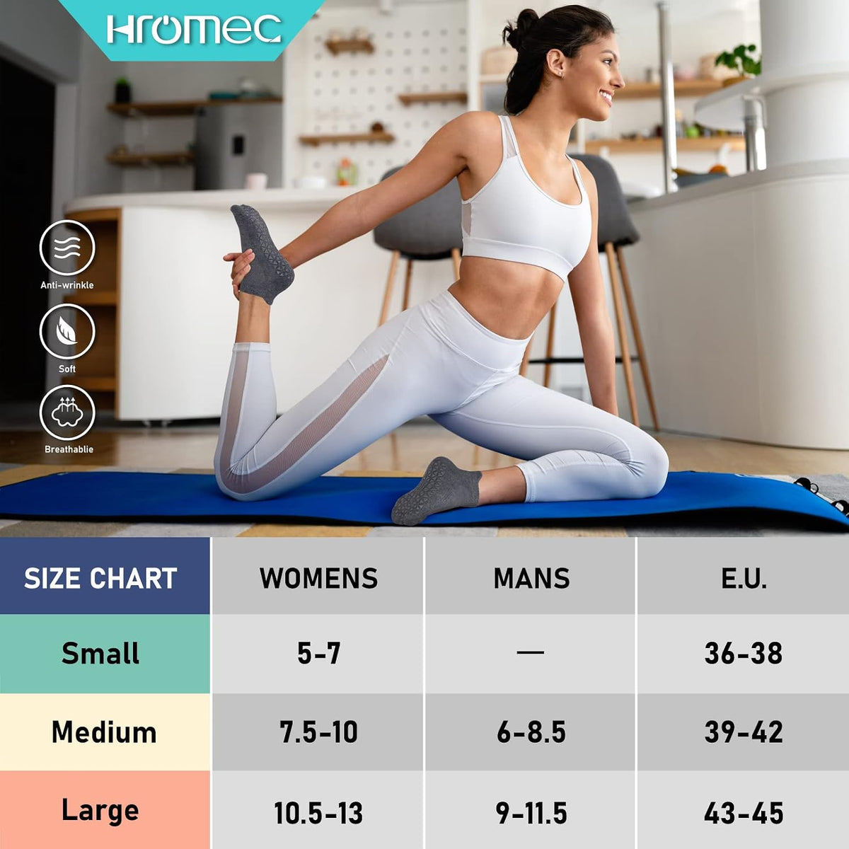 Pilates Socks Non Slip Grips for Yoga Barefoot Ballet Barre Hospital