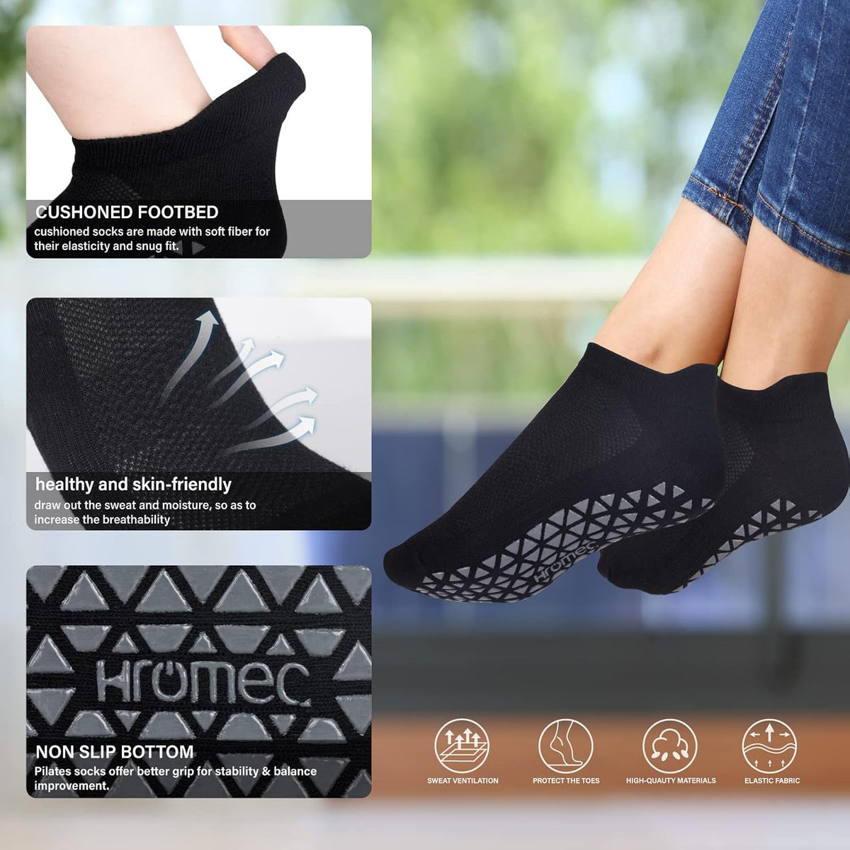 Pilates Socks Non Slip Grips for Yoga Barefoot Ballet Barre Hospital