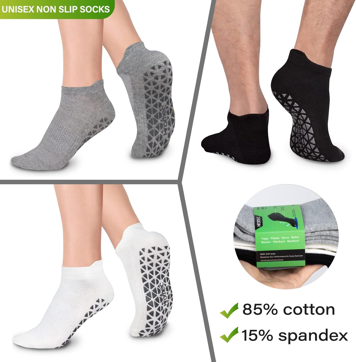 Pilates Socks Non Slip Grips for Yoga Barefoot Ballet Barre Hospital