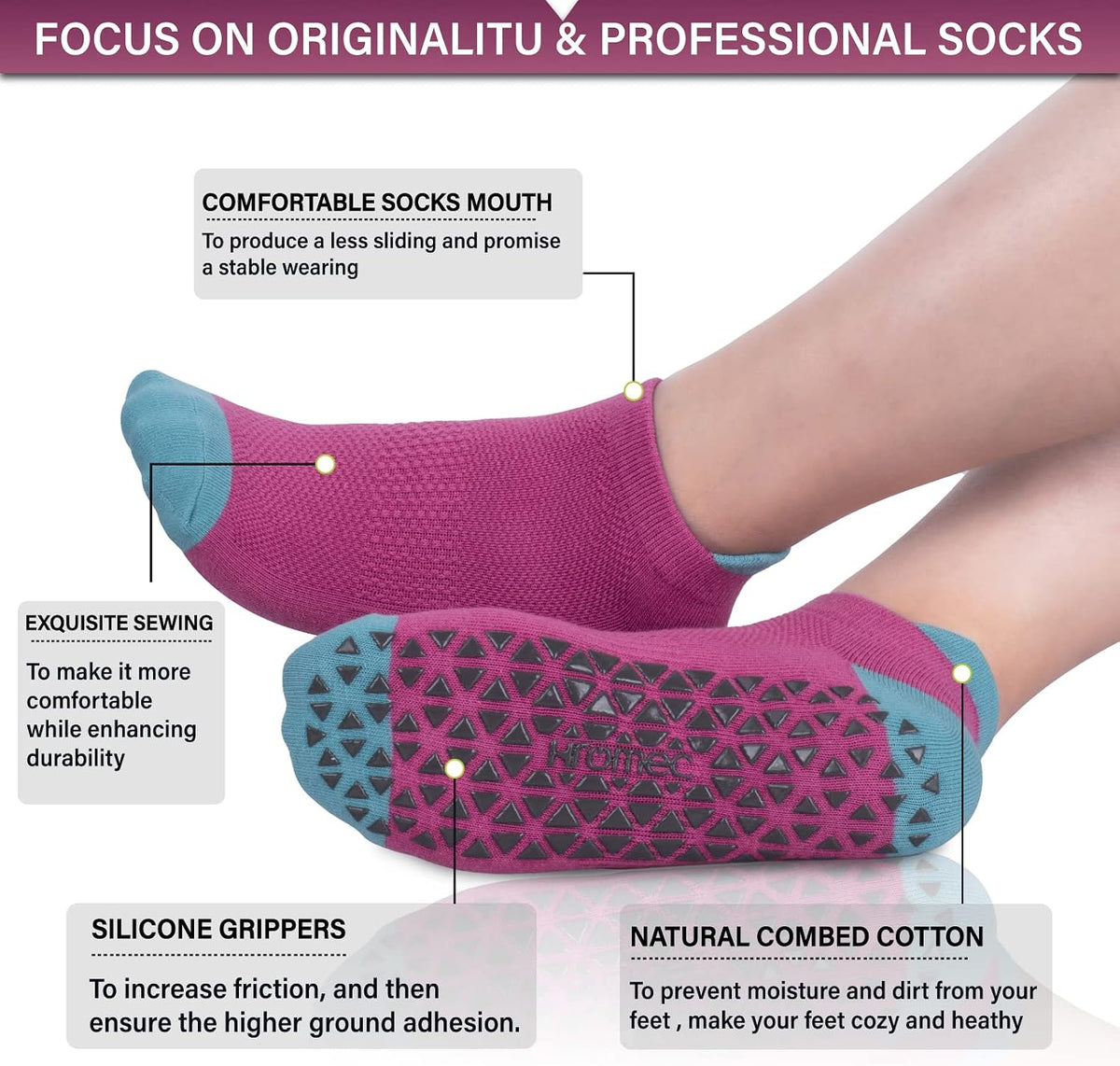 Pilates Socks Non Slip Grips for Yoga Barefoot Ballet Barre Hospital