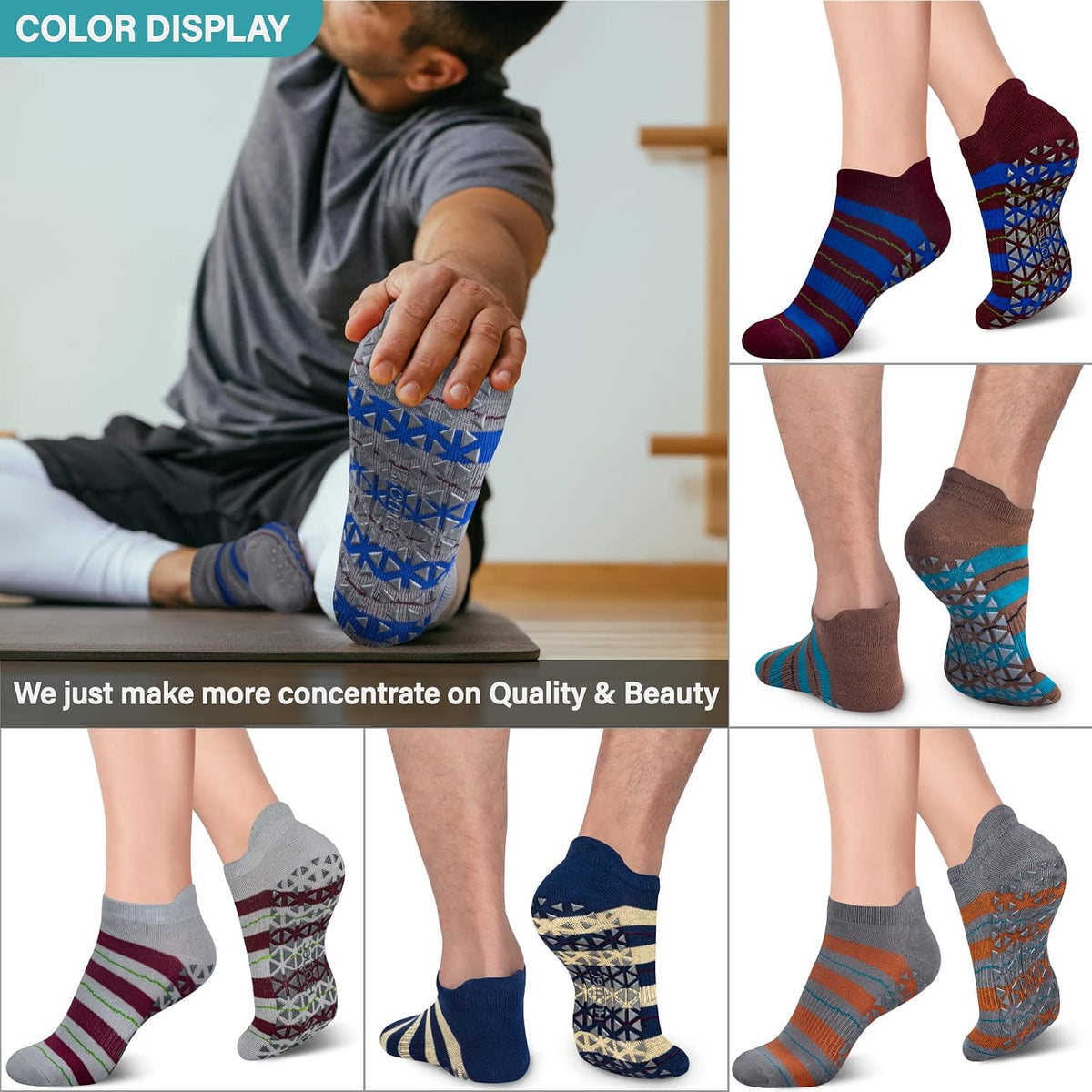 Pilates Socks Non Slip Grips for Yoga Barefoot Ballet Barre Hospital