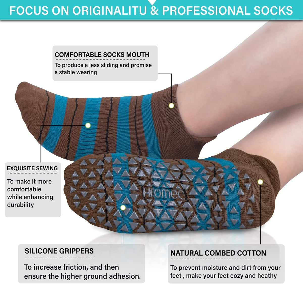 Pilates Socks Non Slip Grips for Yoga Barefoot Ballet Barre Hospital