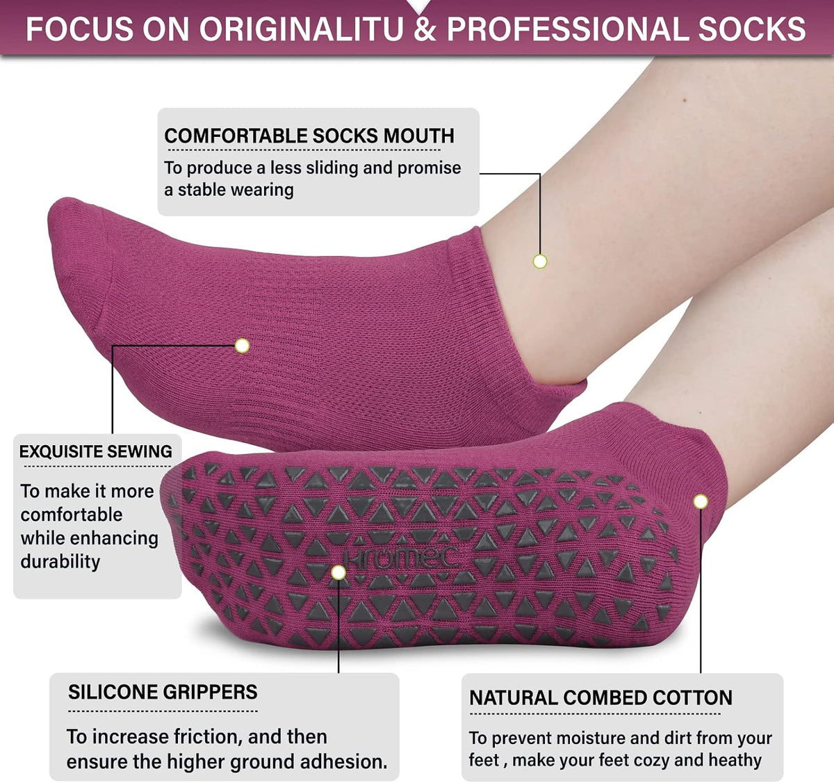 Pilates Socks Non Slip Grips for Yoga Barefoot Ballet Barre Hospital