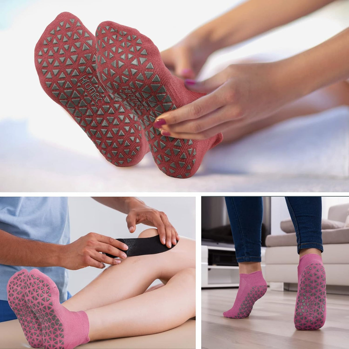 Pilates Socks Non Slip Grips for Yoga Barefoot Ballet Barre Hospital