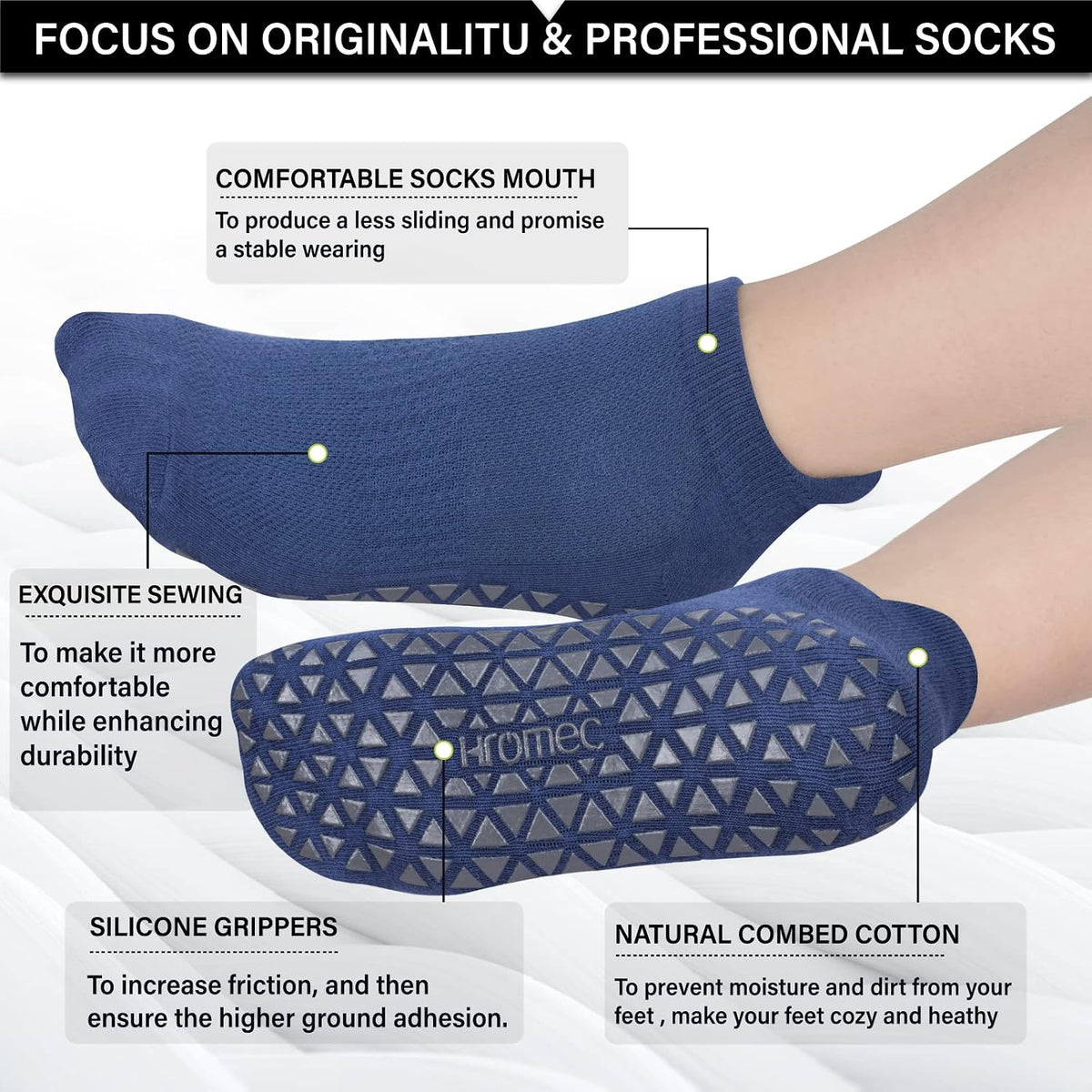 Pilates Socks Non Slip Grips for Yoga Barefoot Ballet Barre Hospital
