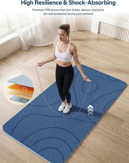 Large Yoga Mat 73x35.5x0.4",10mm Thick Non-Slip for Home Workout
