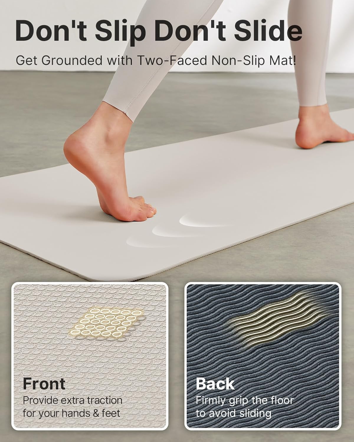Yoga Mat,Non-Slip TPE Exercise Mat(1/4 Inch) for Pilates, Fitness & Barefoot Workouts, Home Gym Studio with Strap & Bag