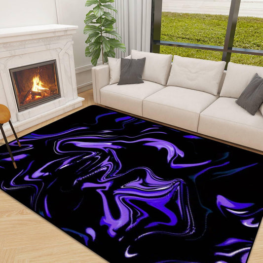 Marble Blue Ultra Violet Black Abstract Neon Purple Wave Gradient Art Rugs Soft Non-Slip Indoor Outdoor Bedroom Kids Modern Home Decor Carpet Mat Yoga Runner, Multicolor, 71x106''