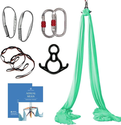 Aerial Silks Starter Kit, 9 Yards, Aerial Yoga Hammock, Hardware