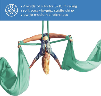 Aerial Silks Starter Kit, 9 Yards, Aerial Yoga Hammock, Hardware