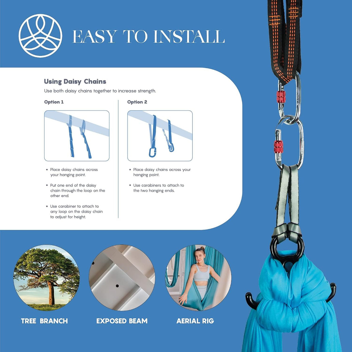 Aerial Silks Starter Kit, 9 Yards, Aerial Yoga Hammock, Hardware