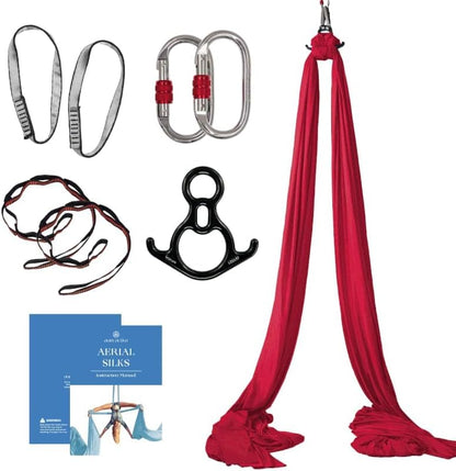 Aerial Silks Starter Kit, 9 Yards, Aerial Yoga Hammock, Hardware