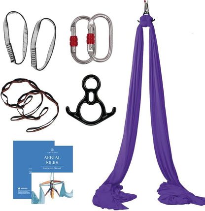 Aerial Silks Starter Kit, 9 Yards, Aerial Yoga Hammock, Hardware