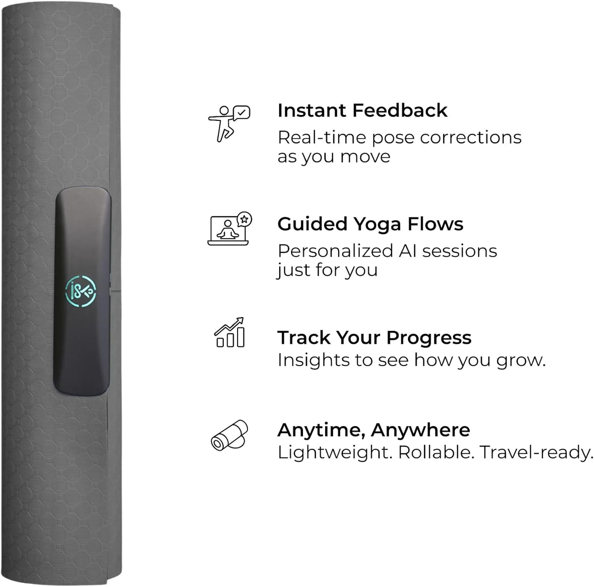 Smart Mat Gen3 - Dark Grey| AI Powered Yoga Mats For Home Workout | Lightweight Yoga Mats of 6mm | Real Time Tracking Exercise Mats For Men & Women