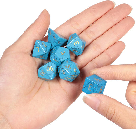 7 PCS Turquoise Stone DND Dice Set for RPG MTG Table Games