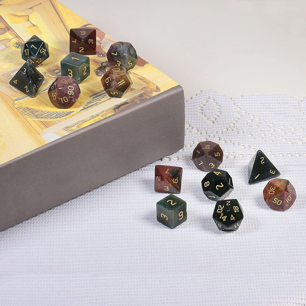 7 PCS Turquoise Stone DND Dice Set for RPG MTG Table Games