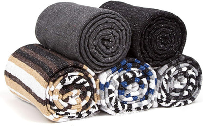 50x70 Authentic Mexican Throw Blanket - Falsa Blanket - Soft Cotton Throw Blankets for Indoor or Outdoor - Use for Yoga, Meditation, or Beach - Grey Stripes