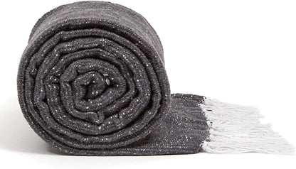 50x70 Authentic Mexican Throw Blanket - Falsa Blanket - Soft Cotton Throw Blankets for Indoor or Outdoor - Use for Yoga, Meditation, or Beach - Grey Stripes