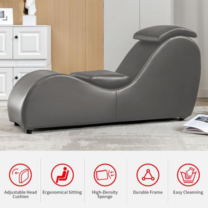 Yoga Chair for Adults, Velvet Yoga Chaise Lounge Chair Indoor for Adult Exercise, Stretching, Relaxation, Modern Tantra Chairs for Adults Couples for Bedroom,Living Room-Beige