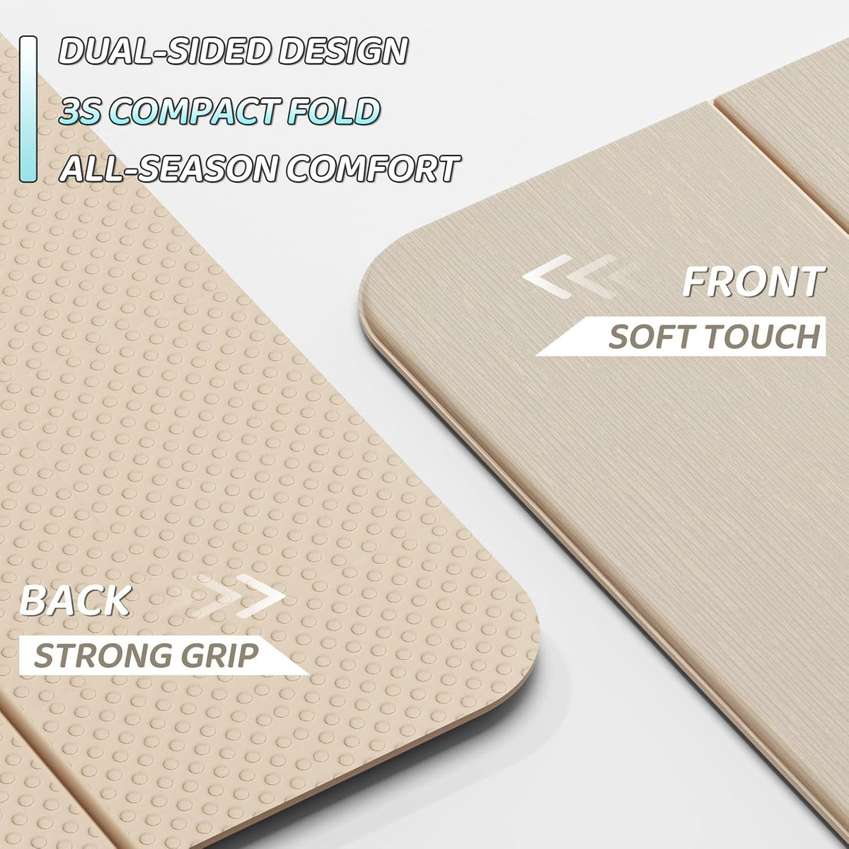 Foldable Yoga Mat 71 * 24 * 0.3 Inch | Lightweight TPE Non Slip Exercise Mat, Waterproof Portable Fitness Mat for Home Gym, Pilates, Stretching & Daily Workouts