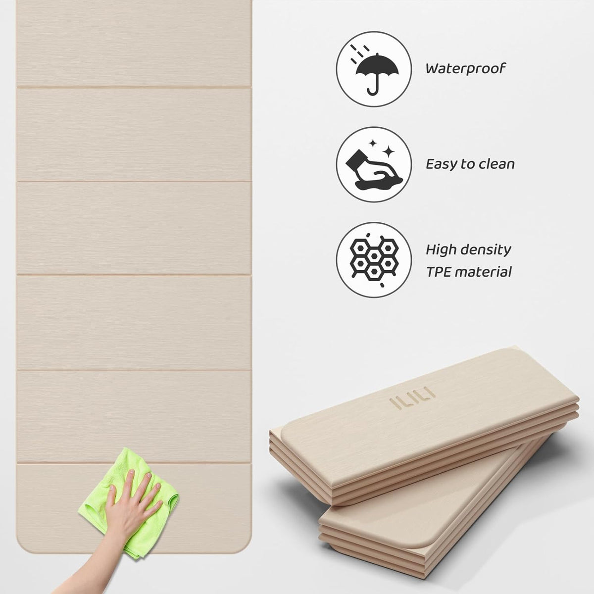 Foldable Yoga Mat 71 * 24 * 0.3 Inch | Lightweight TPE Non Slip Exercise Mat, Waterproof Portable Fitness Mat for Home Gym, Pilates, Stretching & Daily Workouts