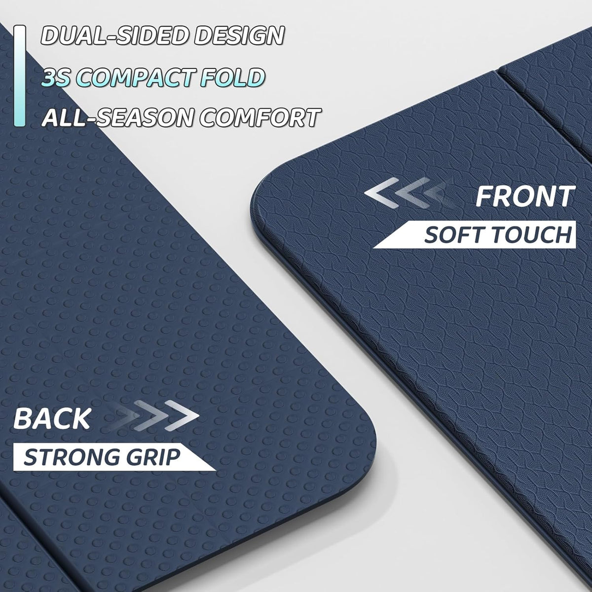 Foldable Yoga Mat 71 * 24 * 0.3 Inch | Lightweight TPE Non Slip Exercise Mat, Waterproof Portable Fitness Mat for Home Gym, Pilates, Stretching & Daily Workouts