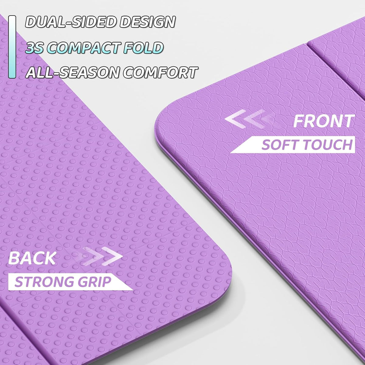 Foldable Yoga Mat 71 * 24 * 0.3 Inch | Lightweight TPE Non Slip Exercise Mat, Waterproof Portable Fitness Mat for Home Gym, Pilates, Stretching & Daily Workouts