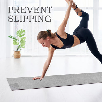 Hot Yoga Towel with Grip Dot, Non Slip Sweat Absorbent Microfiber Yoga Mat Towels for Hot Yoga, Pilates, Fitness and Workout 72inch x 24inch